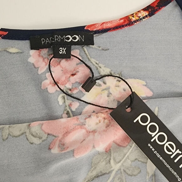 Papermoon Basima Strappy Back Navy Pink‎ Floral Tank Top Women's Size 3X - NWT - Picture 4 of 5